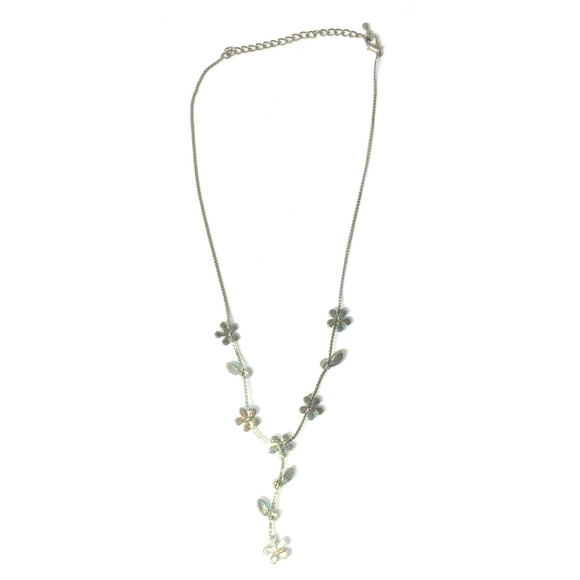 Blue Rhinestone Necklace Womens Chain Floral Stones Party Prom Event Occasion - Picture 4 of 4